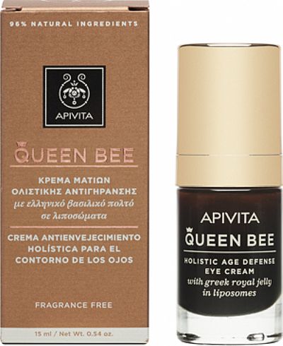 Apivita Queen Bee Kρέμα Ματιών Ολιστικής Αντιγήρανσης με Βασιλικό Πολτό σε Λιποσώματα 15ml 