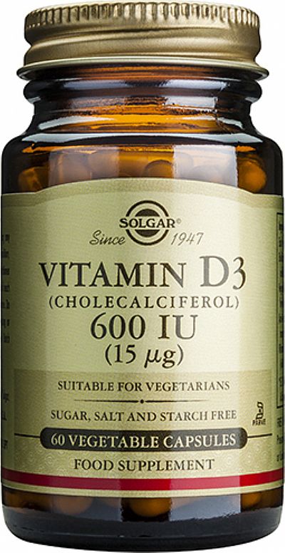 Solgar vitamin d3 (cholecalciferol) 600iu 60 φυτικές κάψουλες