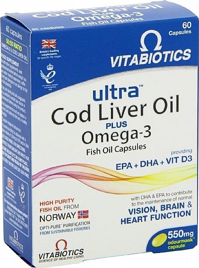 Vitabiotics Ultra Cod Liver Oil plus Omega-3 60 κάψουλες