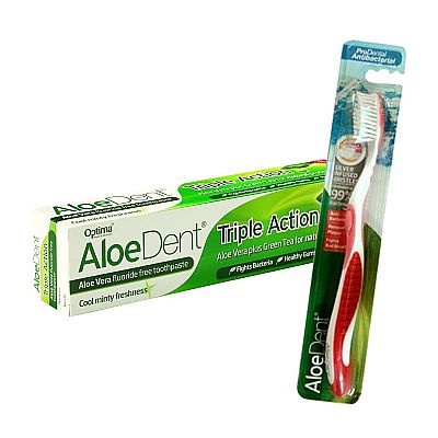 Optima Naturals Aloe Dent Triple Action 100ml+δώρο οδοντόβουρτσα.