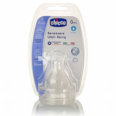 Chicco Well Being Θηλή Σιλικόνης Κανονική Ροή 0m+ 2τμχ