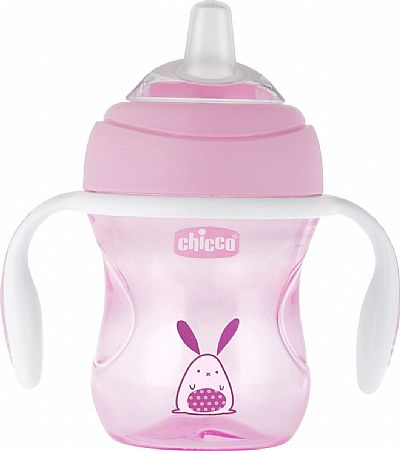 Chicco Transition Cup Soft Silicone Glove 4m+ Pink 200ml