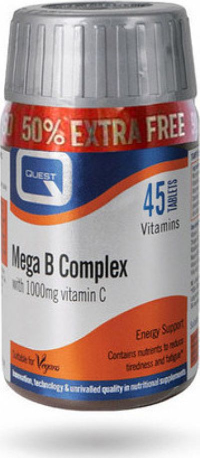 Quest Nutrition Mega B Complex with 1000mg Vitamin C  45 ταμπλέτες