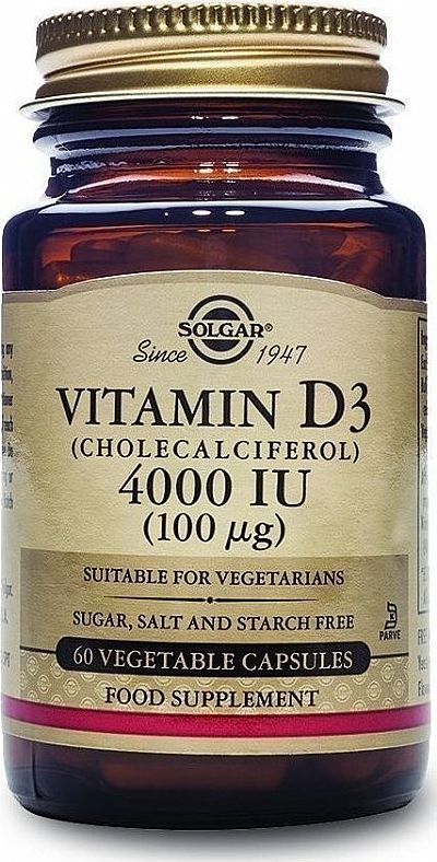 Solgar Vitamin D3 4000IU 60 φυτικές κάψουλες