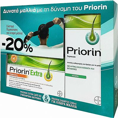 Bayer Priorin Extra 60 κάψουλες & Σαμπουάν Priorin για Λιπαρά Μαλλιά 200ml
