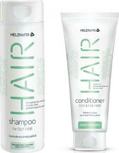 HELENVITA Set Hair Shampoo Oily 300ml & Δώρο Conditioner Oily & Fine 200ml