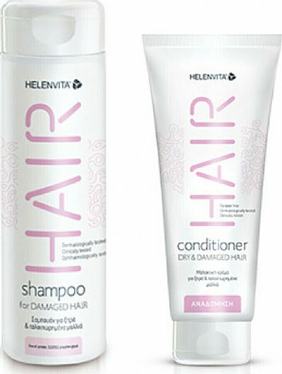 HELENVITA Set Hair Shampoo Damaged 300ml & Δώρο Conditioner Dry & Damaged 200ml