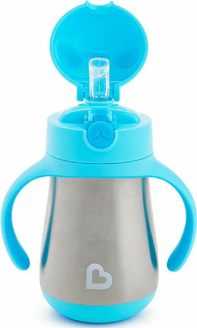 Munchkin Cool Cat Stainless Steel Straw Cup Blue 237ml