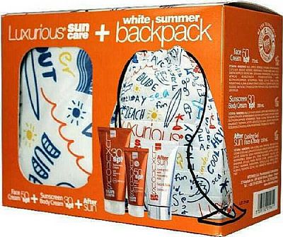 Intermed Luxurious White Summer Backpack Σετ με Αντηλιακή Κρέμα Προσώπου & Αντηλιακό Γαλάκτωμα Σώματος