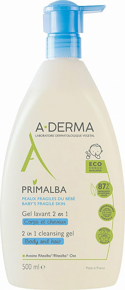 A-Derma Primalba Gel Καθαρισμού για το Ευαίσθητο Βρεφικό Δέρμα 500ml.