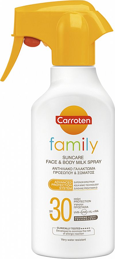 Carroten Family Milk Αδιάβροχη Αντηλιακή Κρέμα Σώματος SPF30 σε Spray 300ml