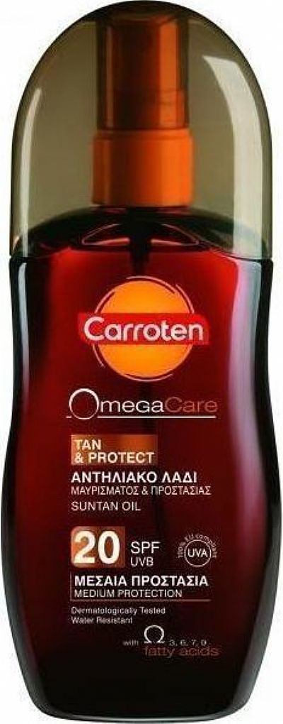 Carroten Omega Care Tan & Protect Oil Αδιάβροχο Αντηλιακό Λάδι Σώματος SPF20 σε Spray 125 ml