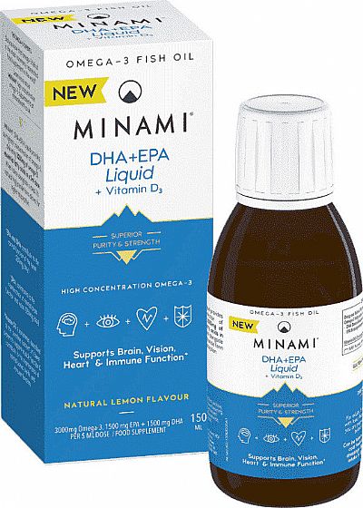 Minami DHA + EPA Liquid + Vitamin D3 Ιχθυέλαιο 150ml Λεμόνι