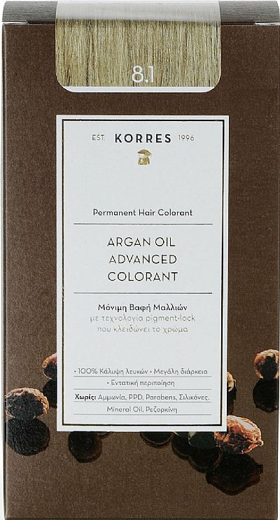 Korres Argan Oil Advanced Colorant 8.1 Ξανθό Ανοικτό Σαντρέ