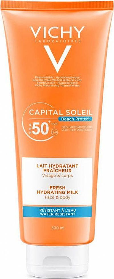 Vichy Capital Soleil Fresh Hydrating Milk Αδιάβροχη Αντηλιακή Κρέμα Σώματος SPF50 300ml