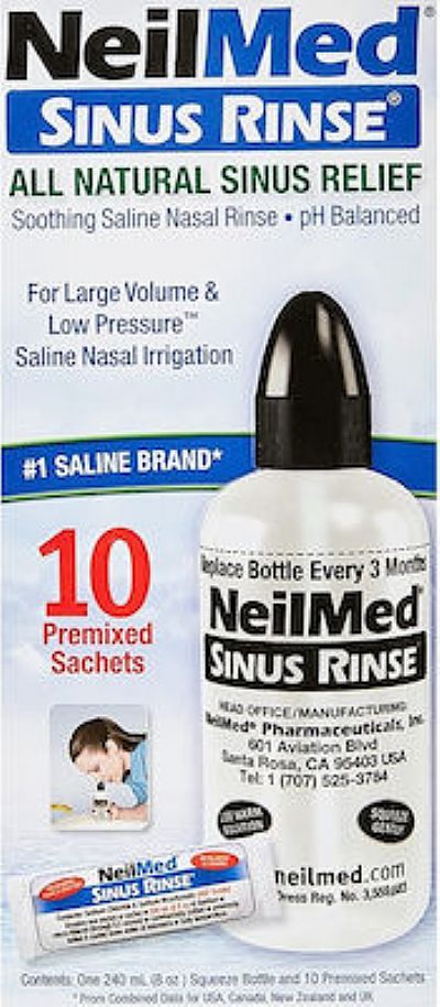NeilMed Sinus Rinse Σύστημα Ρινικών Πλύσεων για Ενήλικες Συσκευή + 10 Φακελάκια