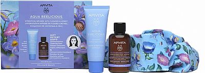 Apivita PROMO PACK Aqua Beelicious Rich Cream 40ml & ΔΩΡΟ Cleansing Foam 75ml & ΔΩΡΟ Κορδέλα Μαλλιών.