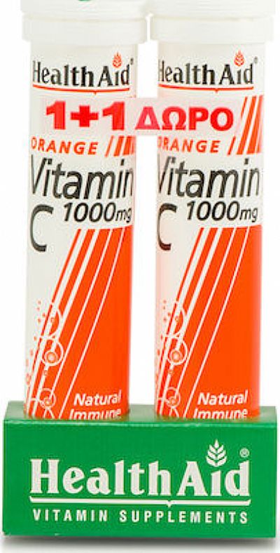 Health Aid Vitamin C 1000mg 2 x 20 αναβράζοντα δισκία Πορτοκάλι