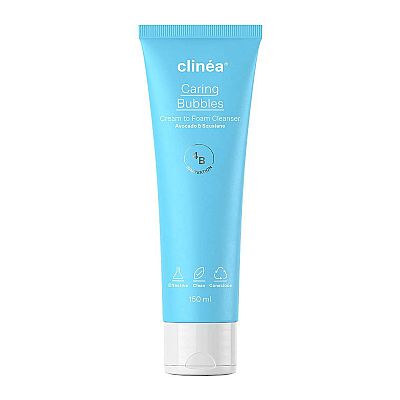 Clinea Caring Bubbles Cream to Foam Cleanser Κρεμώδης Αφρός Καθαρισμού Προσώπου 150 ml5201314168317
