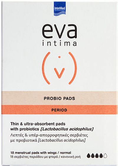 Eva Intima Probio Pads Σερβιέτες με Φτερά για Αυξημένη Ροή 4 Σταγόνες 18τμχ