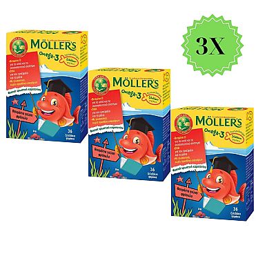 Mollers Omega 3 για Παιδιά 3x36=108  ζελεδάκια ψαράκια Φράουλα