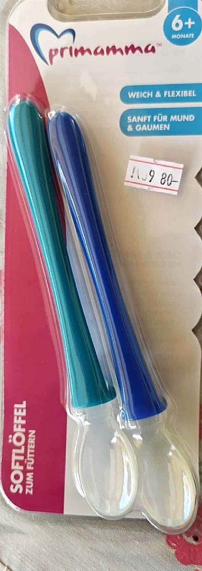 Mam Βρεφικό Σετ με Κουτάλια από Σιλικόνη Μπλε/Πράσινο για 6+ μηνών 2τμχ