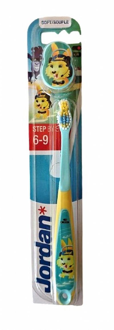 Jordan Παιδική Οδοντόβουρτσα Μπλε Soft Step 6-9 χρονών.Θαλασσί-κίτρινο