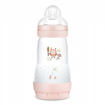 Mam Πλαστικό Μπιμπερό Easy Start Anti-Colic Forest Κατά των Κολικών με Θηλή Σιλικόνης 260ml για 2+ μηνών Ροζ Κουκουβάγια