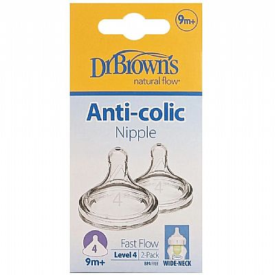 Dr. Brown's Θηλές από Σιλικόνη Γρήγορης Ροής για 9+ μηνών 2τμχ
