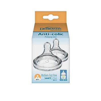 Dr. Brown's Θηλές από Σιλικόνη για 6+ μηνών 2τμχ