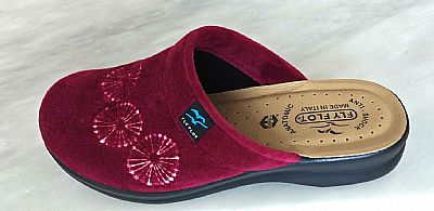 Fly-Flot βελούδινη παντόφλα Ιταλίας. Χρώμα μπορντό