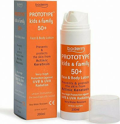 Boderm Prototype Kids & Family SPF50 Αδιάβροχο Παιδικό Αντηλιακό Γαλάκτωμα για Πρόσωπο & Σώμα 200ml