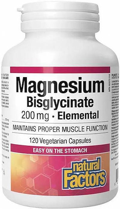 Natural Factors Magnesium Bisglycinate 200mg 120 φυτικές κάψουλες
