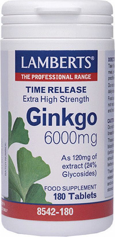 Lamberts Ginkgo Biloba Extract 6000mg 180 ταμπλέτες 