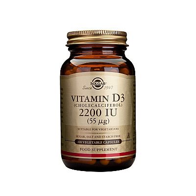 Solgar Vitamin D3 (Cholecalciferol) 2200IU, 100 φυτικές κάψουλες.